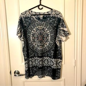 ONLY 9 Bejeweled Top, Black & White, Women’s Size 3X